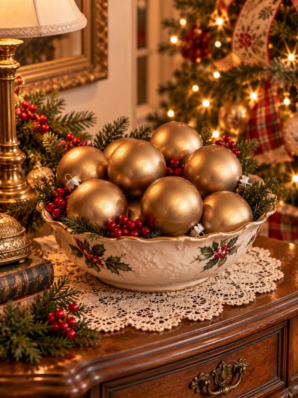 Holiday Joy Set of 9 Gold Glass Ball Christmas Ornaments 2” | HBC